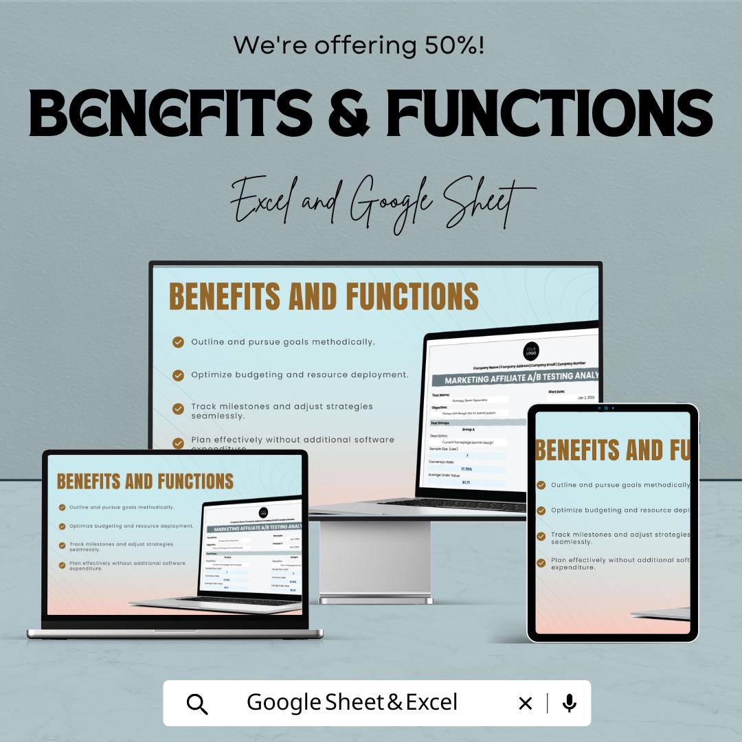 Marketing Affiliate AB Testing Analyzer Template | Marketing Optimization Tool | Analytics Spreadsheet | Conversion Analysis Template