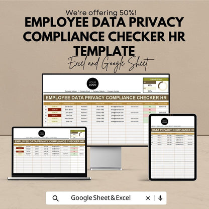 Employee Data Privacy Compliance Checker HR Template | HR Data Protection Tracker | Employee Consent Management Spreadsheet