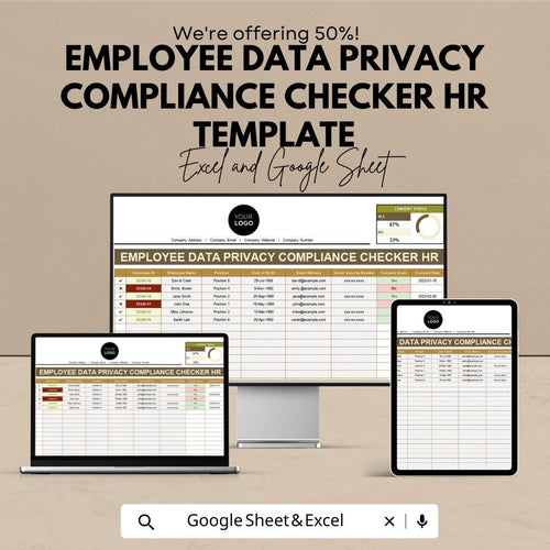 Employee Data Privacy Compliance Checker HR Template | HR Data Protection Tracker | Employee Consent Management Spreadsheet