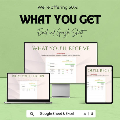 Cash Reconciliation Template | Cash Flow Reconciliation Spreadsheet | Financial Balance Tracker Template | Excel & Google Sheets |