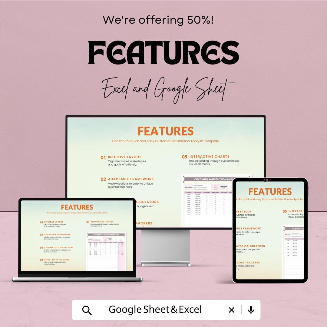 Customer Satisfaction Analysis Sheet - Excel & Google Sheet Template for Tracking Customer Feedback