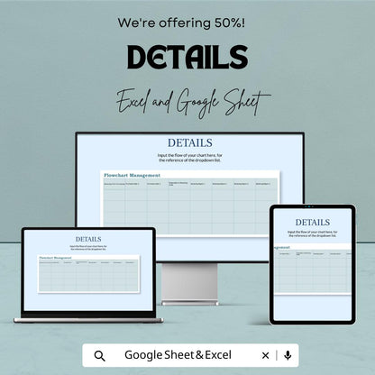 Accounting Flowchart Template | Excel and Google Sheets | Business Process Flow | Finance Workflow Chart | Editable Spreadsheet