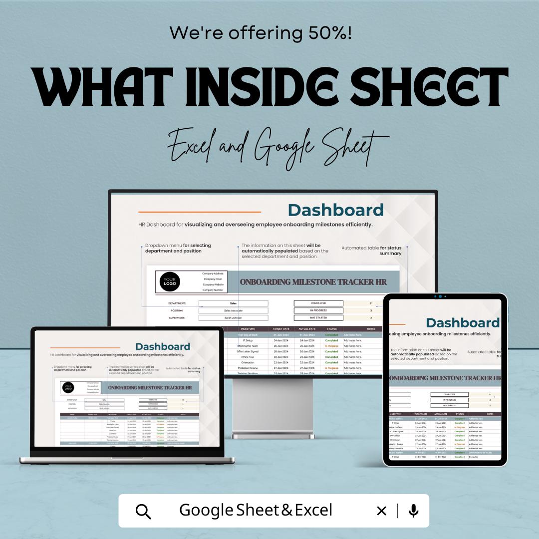 Onboarding Milestone Tracker HR Template | Employee Onboarding Progress Tracker | New Hire Milestone Spreadsheet