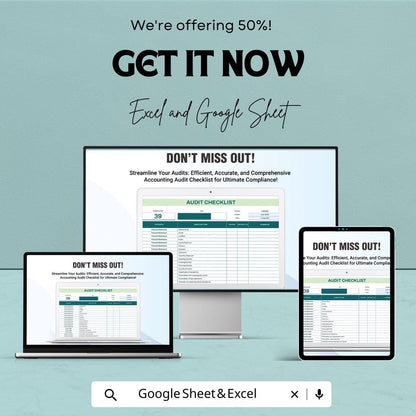 Accounting Audit Checklist Template | Financial Audit Tracker | Audit Management Spreadsheet | Excel & Google Sheets | Accounting Checklist