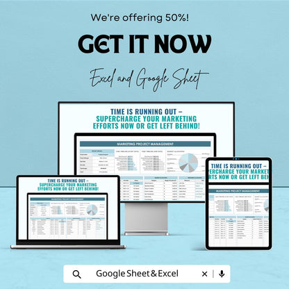 Marketing Project Management Sheet Excel & Google Sheets | Campaign Tracker, Budget, Timeline, and Team Collaboration