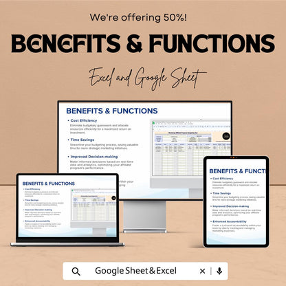 Marketing Affiliate Budget Template, Affiliate Program Tracker, Excel & Google Sheets Marketing Budget Tool, Affiliate Expense Planner