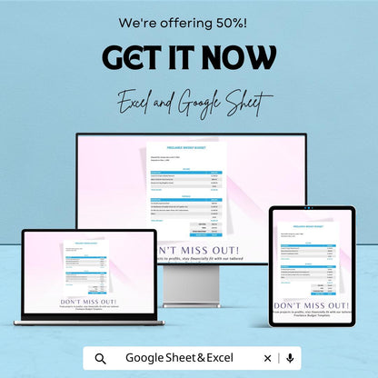 Weekly Freelance Budget Sheet | Income & Expense Tracker | Google Sheets and Excel | Freelancers Budget Planner | Editable Finance Template