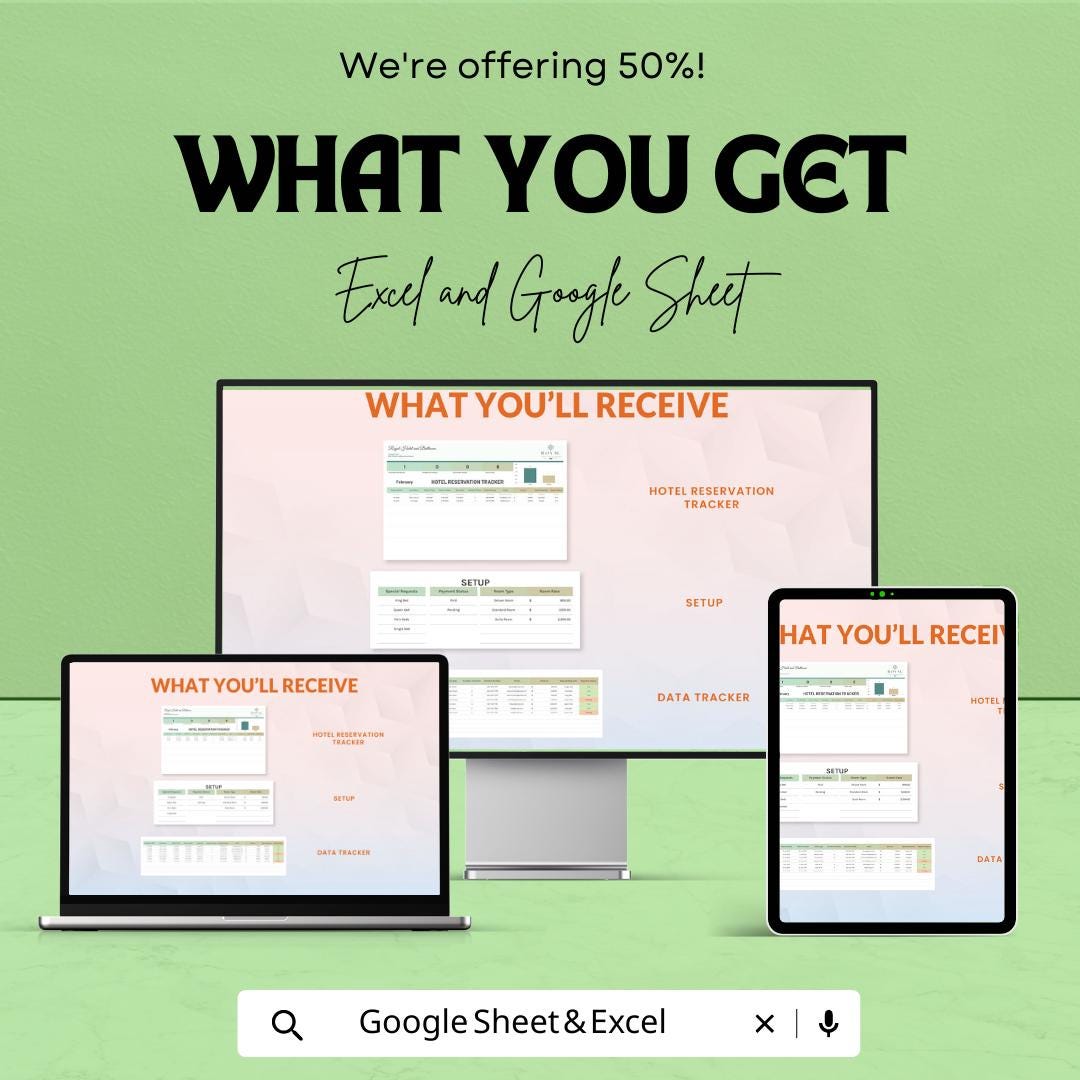 Hotel Reservation Tracker Template | Excel & Google Sheets | Booking Management Spreadsheet | Hotel Booking Log | Guest Reservation Tracker