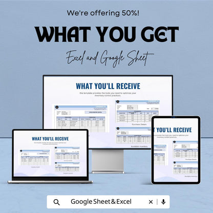 Inventory Control Template | Stock Management Spreadsheet | Excel & Google Sheets Inventory Tracker | Warehouse Stock Control Log