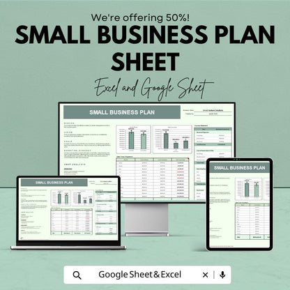 Small Business Plan Sheet – Excel and Google Sheets Template for Strategic Planning & Financial Projections