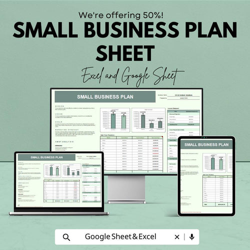 Small Business Plan Sheet – Excel and Google Sheets Template for Strategic Planning & Financial Projections