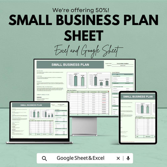 Small Business Plan Sheet – Excel and Google Sheets Template for Strategic Planning & Financial Projections