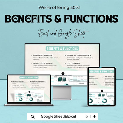 Employee Wellness Budget Management Sheet - Excel and Google Sheet | Track Wellness Program Budget & Expenses | Monthly Budget Tracker |