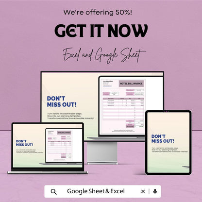 Hotel Bill Invoice Template | Hotel Receipt Template | Editable Invoice for Guests | Hotel Accounting & Billing Form