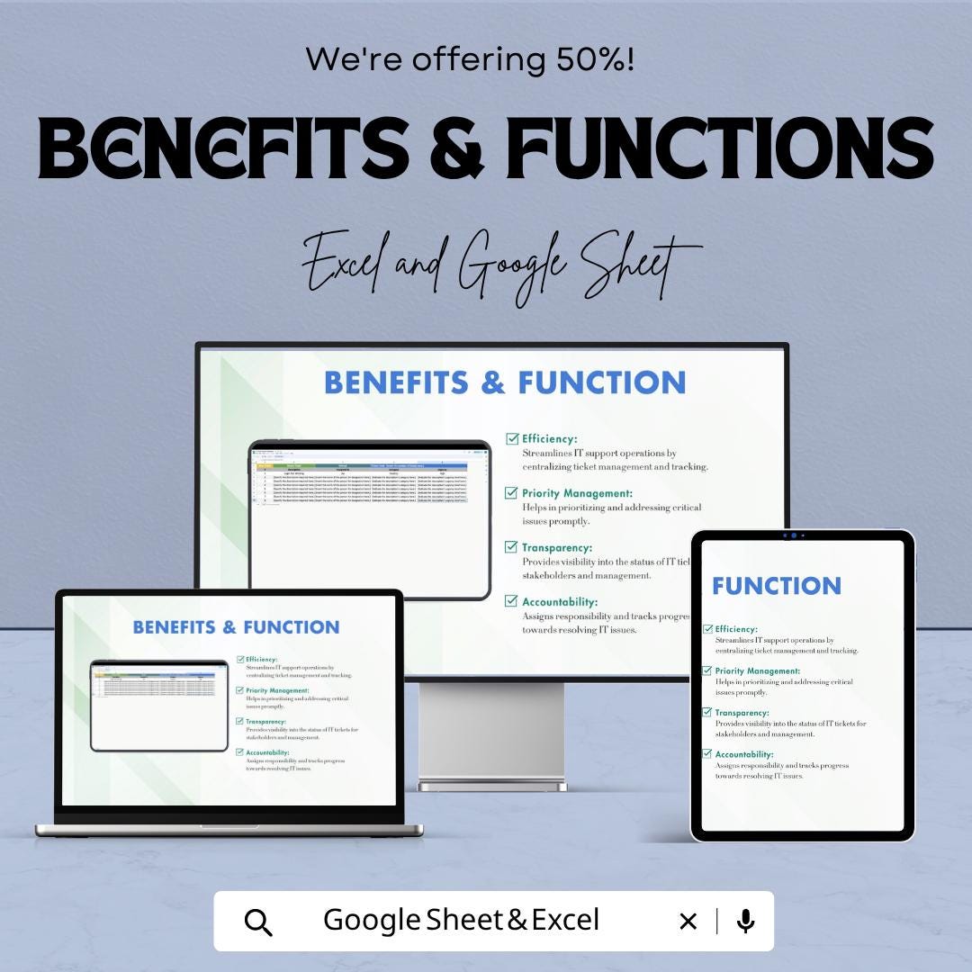IT Ticket Tracker Template | Help Desk Ticket System Spreadsheet | IT Support Tracker | Issue Tracking Template