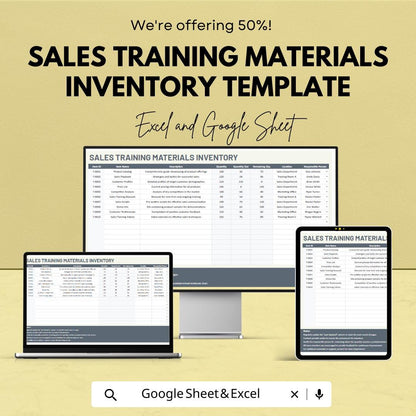 Sales Training Materials Inventory Template | Excel & Google Sheets | Training Resource Tracker | Sales Training Planner | Digital Download
