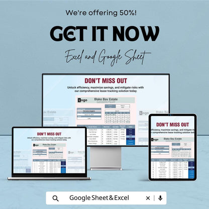Lease Tracker Template Excel Google Sheets, Rental Payment Tracker Spreadsheet, Tenant Rent Tracker, Property Management Lease Log