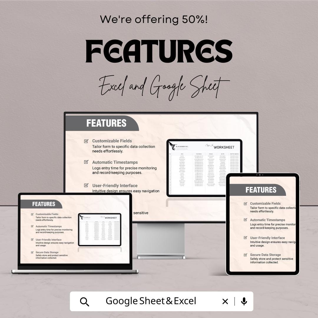 Sign In Worksheet Template | Employee Attendance Tracker | Event Sign In Sheet | Business Registration Form | Printable Log Sheet