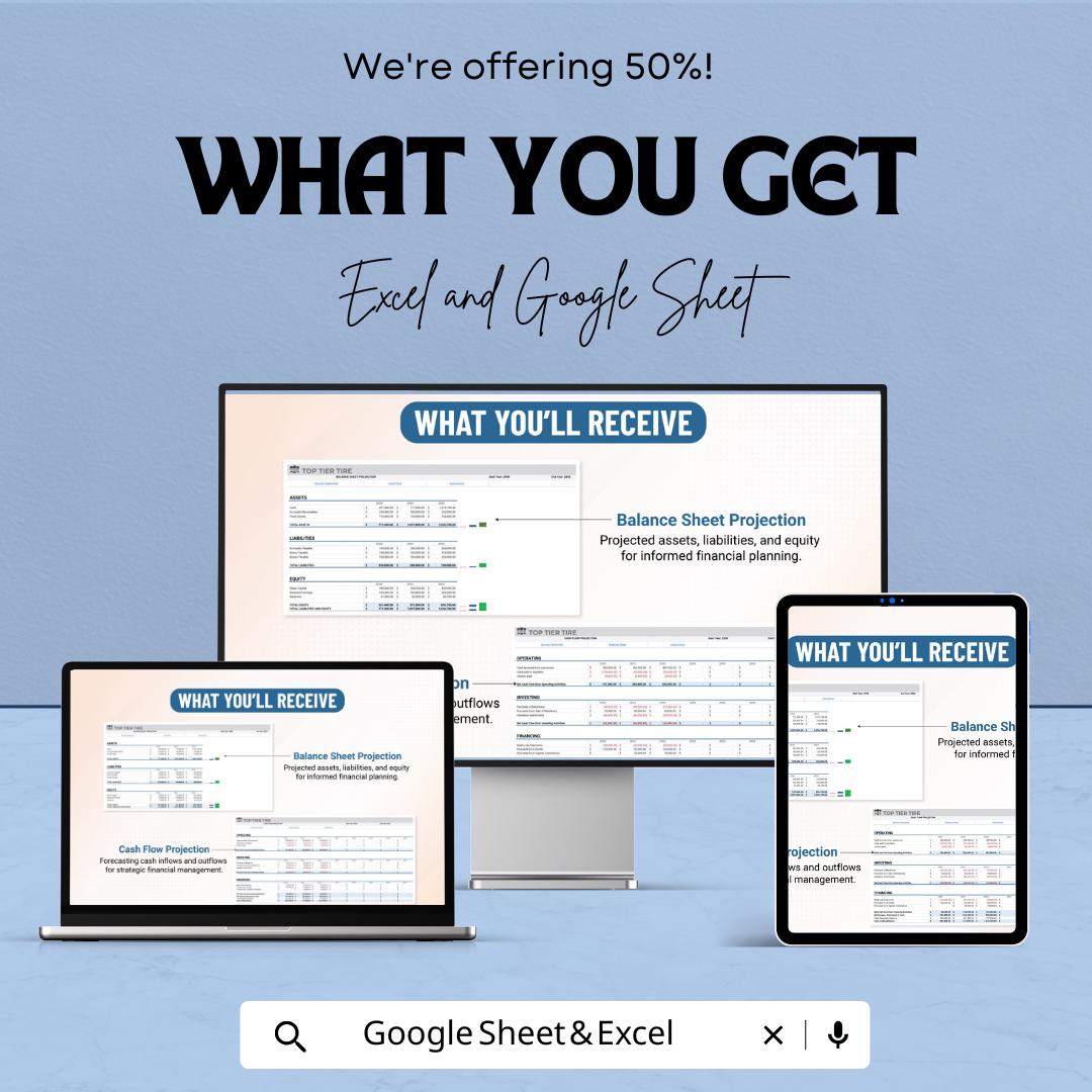 Company Financial Projections Template | Business Budget Planner | Income Statement, Cash Flow and Balance Sheet | Startup Finance Tool