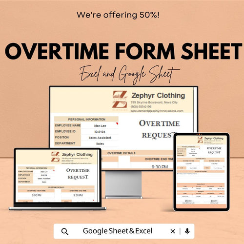Overtime Request Form - Editable Excel & Google Sheets Template for Employee Overtime Tracking