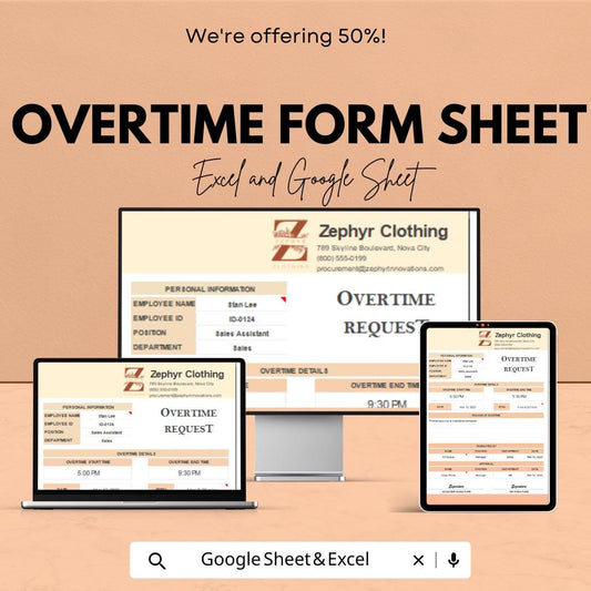 Overtime Request Form - Editable Excel & Google Sheets Template for Employee Overtime Tracking