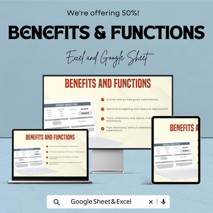 Business Project Plan Sheet | Excel & Google Sheets | Editable Project Tracker | Planning Template | Budget + Timeline + Team Details