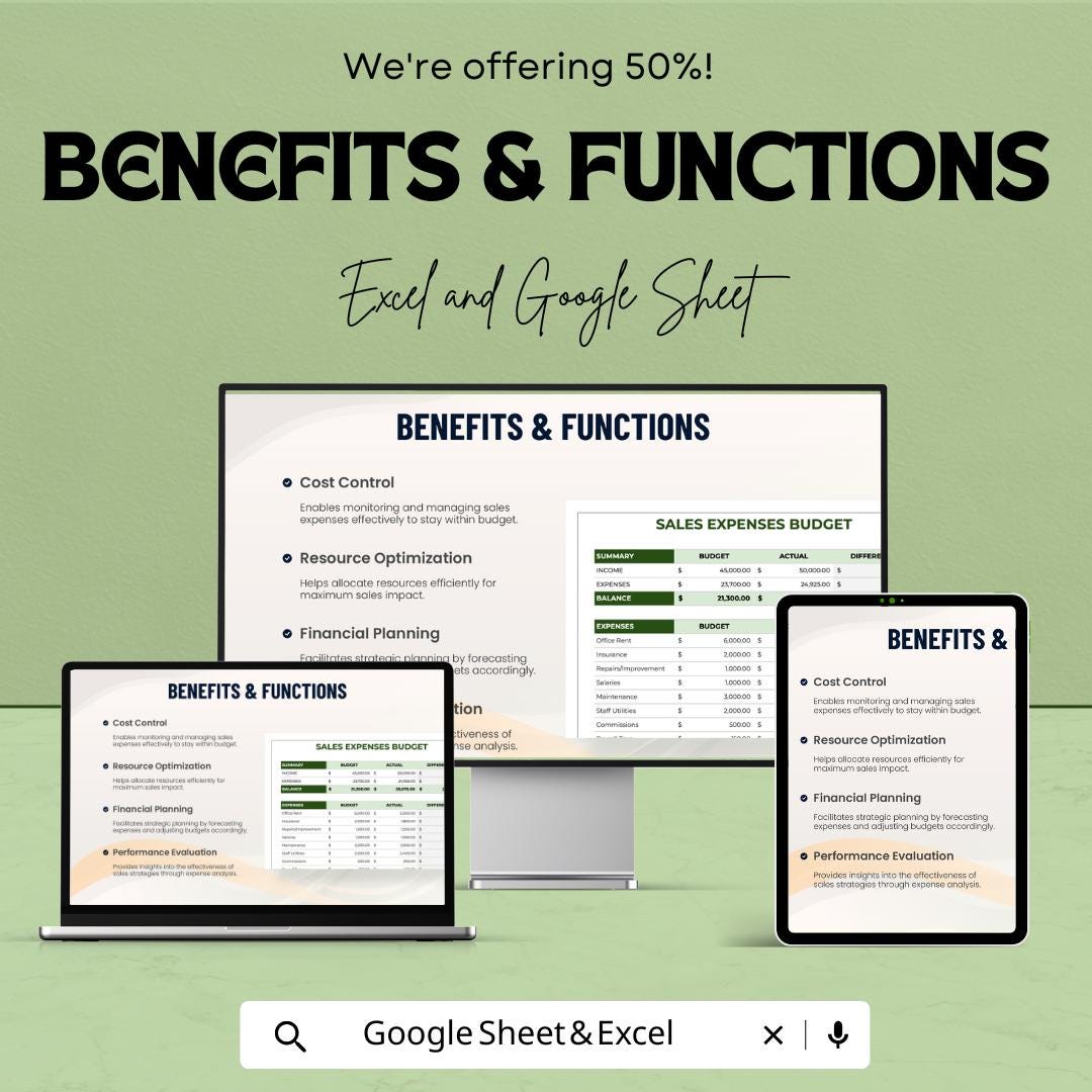 Sales Expense Budget Template | Sales Cost Management Tool | Budget Planning and Analysis Spreadsheet