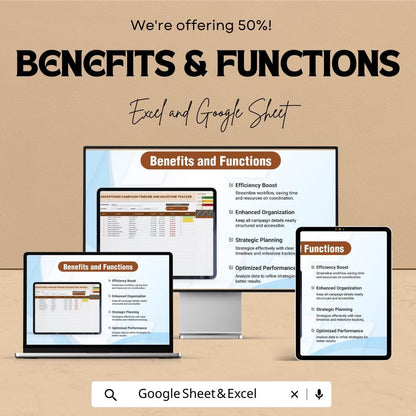 Advertising Campaign Timeline and Milestone Tracker Template, Marketing Timeline Spreadsheet, Campaign Planner Excel,  Ad Campaign Schedule