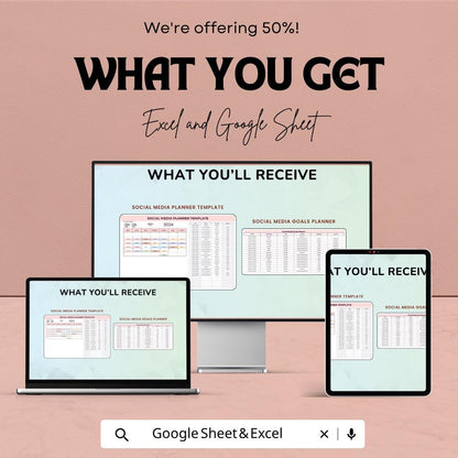 Social Media Planner Template | Content Calendar Spreadsheet | Social Media Tracker | Content Planning Template | Excel & Google Sheets |
