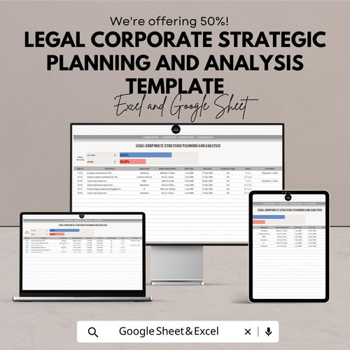 Corporate Strategic Planning Template, Business Strategy Tracker, SWOT & KPI Planning Sheet, Strategy Dashboard
