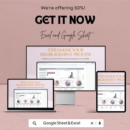 Reimbursed Expenses List Sheet | Google Sheets & Excel Reimbursement Tracker | Business Expense Log | Automated Expense Sheet