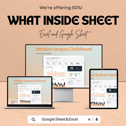 Attrition Analysis Dashboard Template | HR Analytics Spreadsheet | Employee Turnover Report | Google Sheets & Excel KPI Dashboard