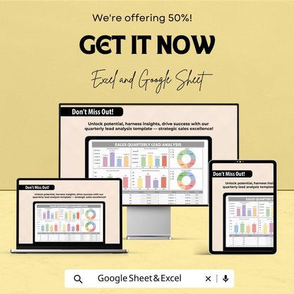 Sales Quarterly Lead Analysis Template | Excel & Google Sheets | Lead Metrics Dashboard | Sales KPI Tracker | Quarterly Performance Report |