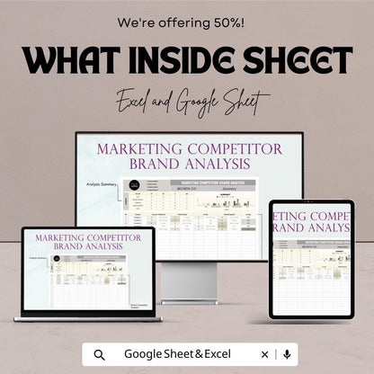 Marketing Competitor Brand Analysis Sheet – Excel & Google Sheets Template for Tracking Competitor Performance and Brand Metrics