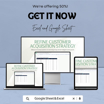 Sales Cost of Customer Acquisition Calculator Template | Marketing Cost Tracker | Customer Acquisition Analysis Spreadsheet