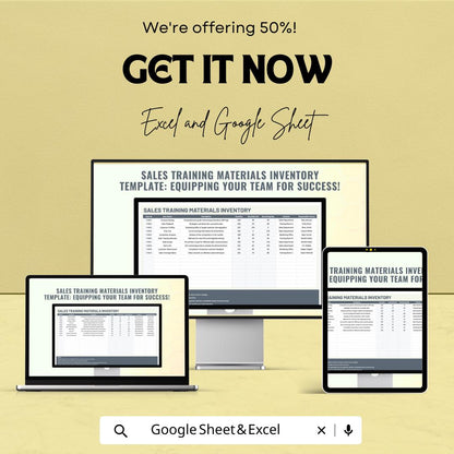 Sales Training Materials Inventory Template | Excel & Google Sheets | Training Resource Tracker | Sales Training Planner | Digital Download