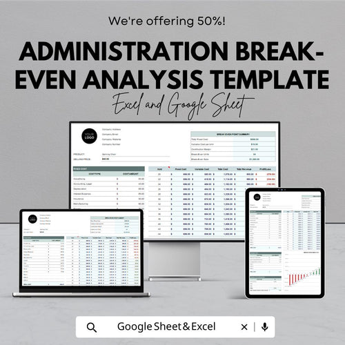 Administration Break-Even Analysis Template | Profitability & Financial Planning | Business Analysis Tool