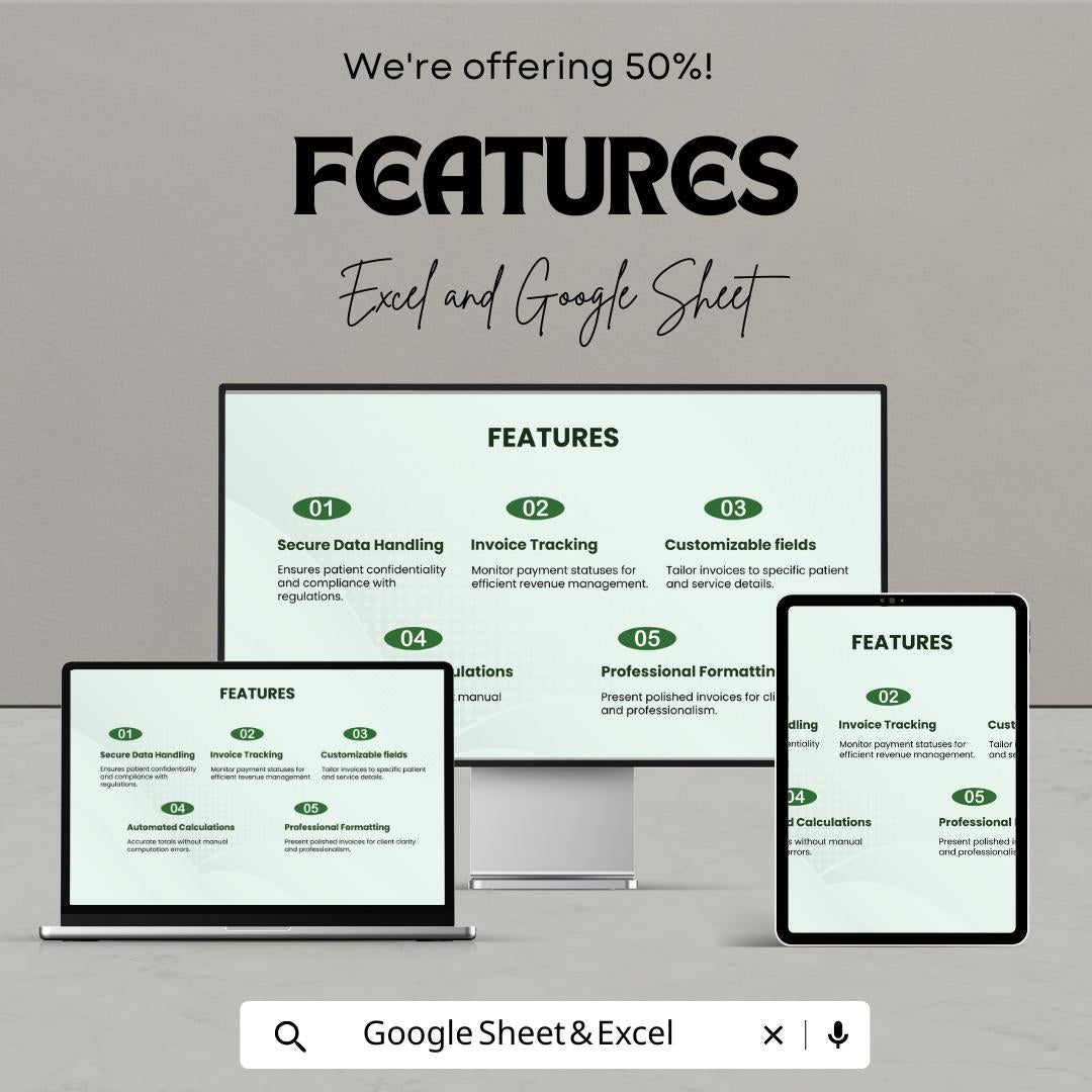 Medical Bill Invoice Sheet – Excel and Google Sheet Template | Healthcare Billing & Payment Tracking | 50% Off