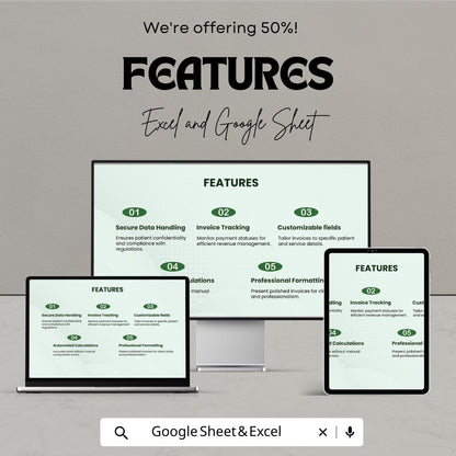 Medical Bill Invoice Sheet – Excel and Google Sheet Template | Healthcare Billing & Payment Tracking | 50% Off
