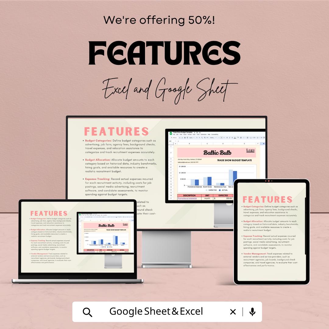 Trade Show Budget Template | Event Budget Spreadsheet | Exhibition Budget Planner | Marketing Budget Sheet