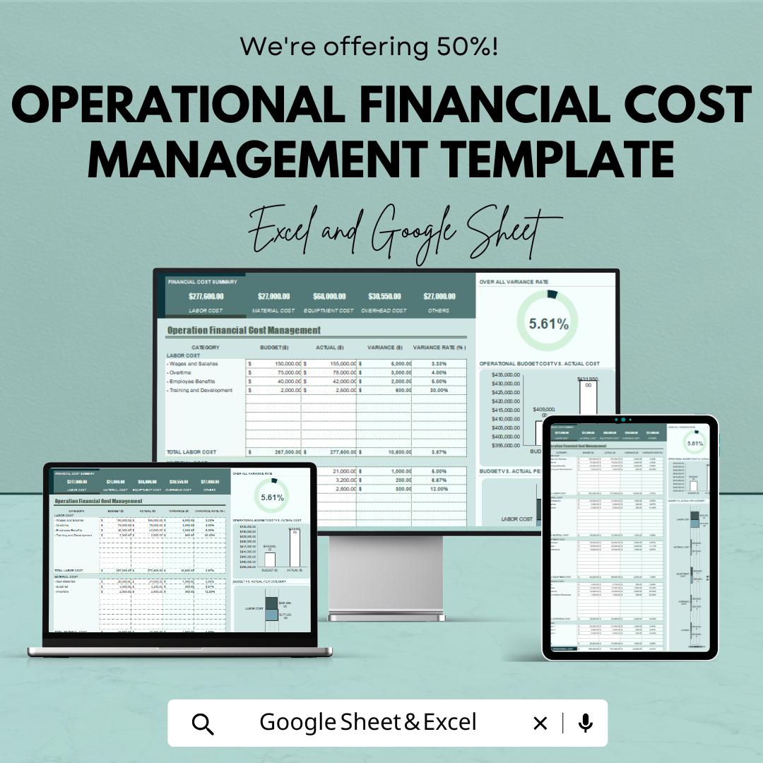 Operational Financial Cost Management Template | Business Cost Analysis Sheet | Expense Control Dashboard | Operational Budgeting Template