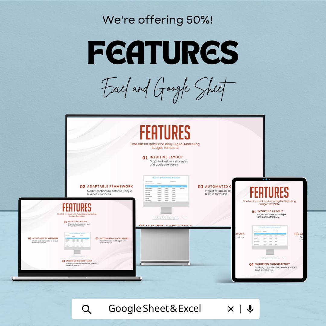 Digital Marketing Budget Template | Marketing Budget Spreadsheet | Small Business Budget Planner | Ad Spend Tracker | Expense Tracking Sheet