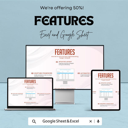 Digital Marketing Budget Template | Marketing Budget Spreadsheet | Small Business Budget Planner | Ad Spend Tracker | Expense Tracking Sheet