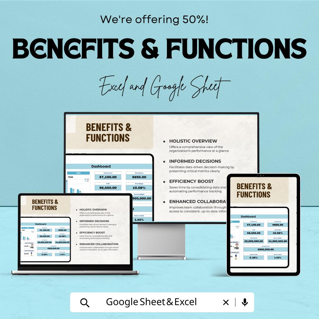 Corporate Dashboard Template - Business Performance Tracking Sheet | Excel & Google Sheets | KPI Monitoring | Financial Overview