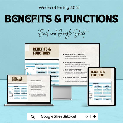 Corporate Dashboard Template - Business Performance Tracking Sheet | Excel & Google Sheets | KPI Monitoring | Financial Overview