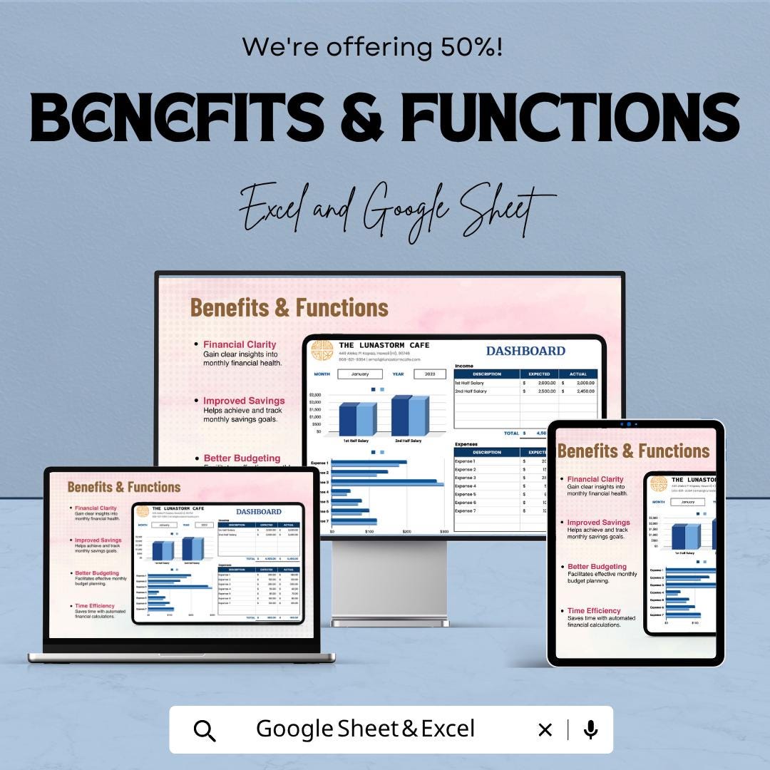 Monthly Budget Planner Template | Budget Spreadsheet | Finance Tracker | Income Expense Tracker | Monthly Budget Dashboard