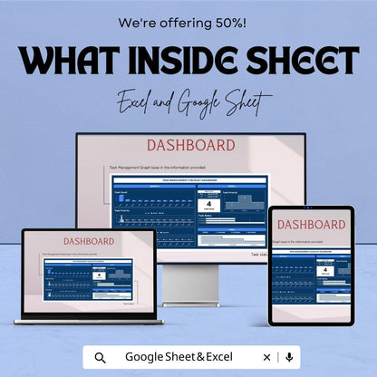 Task Management Checklist Spreadsheet | Excel & Google Sheets Dashboard | Daily Weekly Monthly Task Tracker | Digital Planner