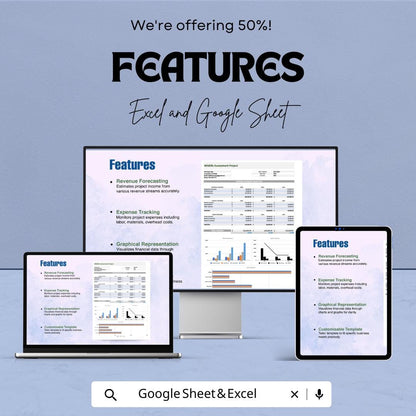 Project Financial Projections Template | Project Forecasting Spreadsheet | Revenue and Expense Forecast Template | Financial Planning Model