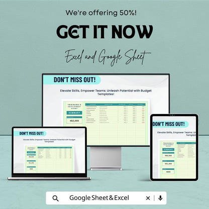 Training and Development Budget Template | Excel & Google Sheets Budget Planner | Employee Training Tracker | Learning Program Cost Analysis