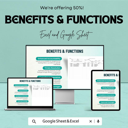 Finance Audit Action Tracker Template, Audit Follow Up Log, Internal Audit Spreadsheet, Compliance Tracker, Excel & Google Sheets Template